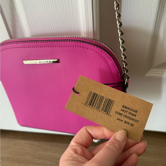 New with tags Steve Madden Pink Crossbody Bag with Silver chain - Picture 3 of 6